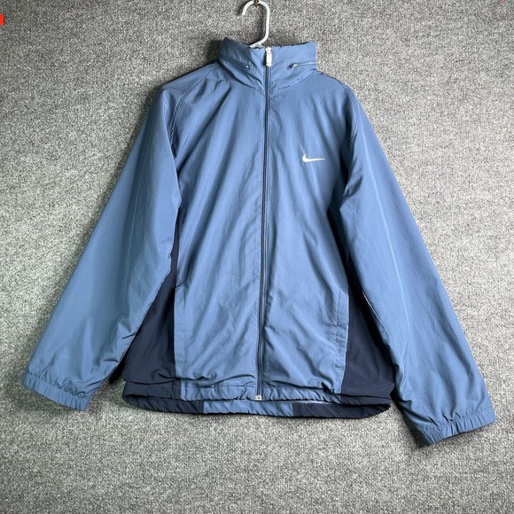 Nike Men's Full‎ Zip Jacket Large Blue Roll Up Hoodie Workout Athletic - Picture 1 of 11